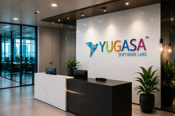 The Yugasa team at work in an open-plan office